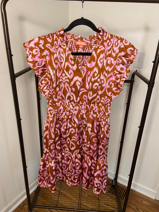 THML Fluttered Sleeve Tiered Dress size M