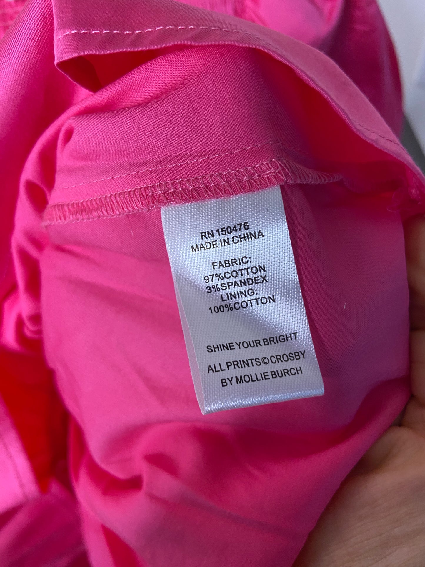 Crosby by Mollie Burch Sloan Top Oh So Hot Pink size M