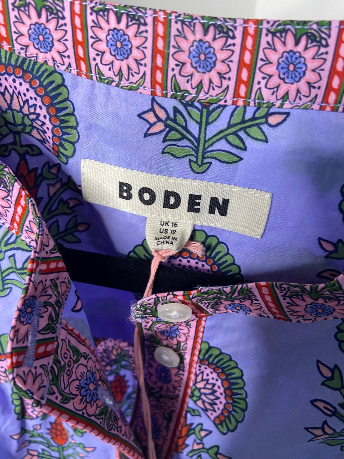 Boden Purple Savannah 100% Cotton Blouse size 12