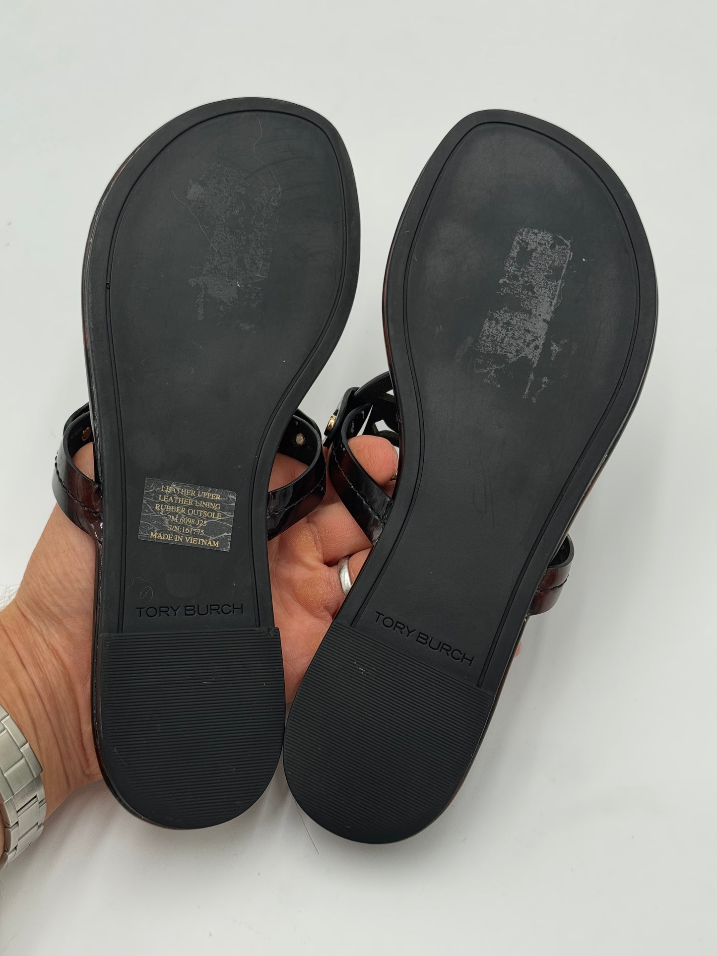 Tory Burch Miller Patent Sandals in Tortoise size 7