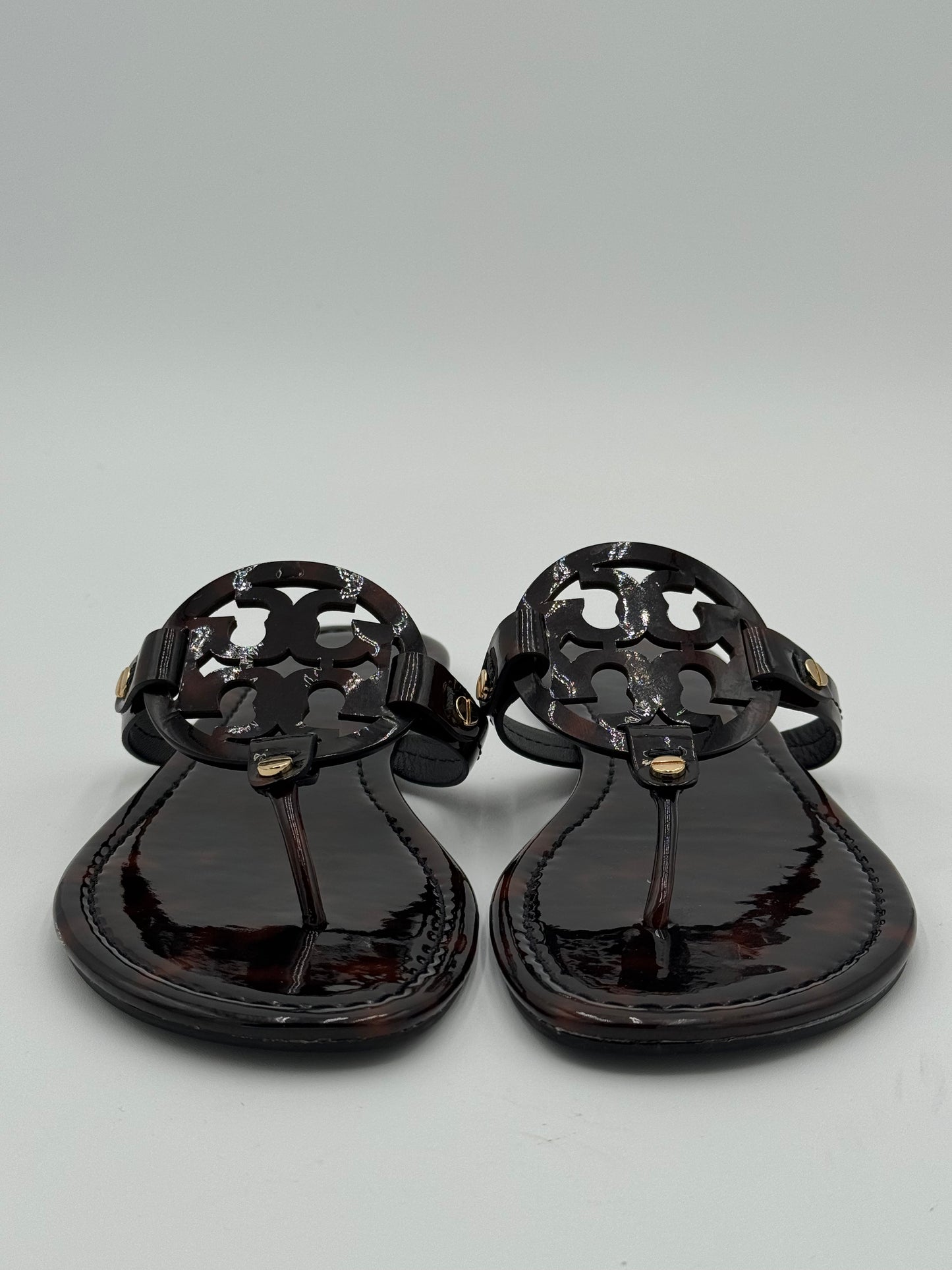 Tory Burch Miller Patent Sandals in Tortoise size 7