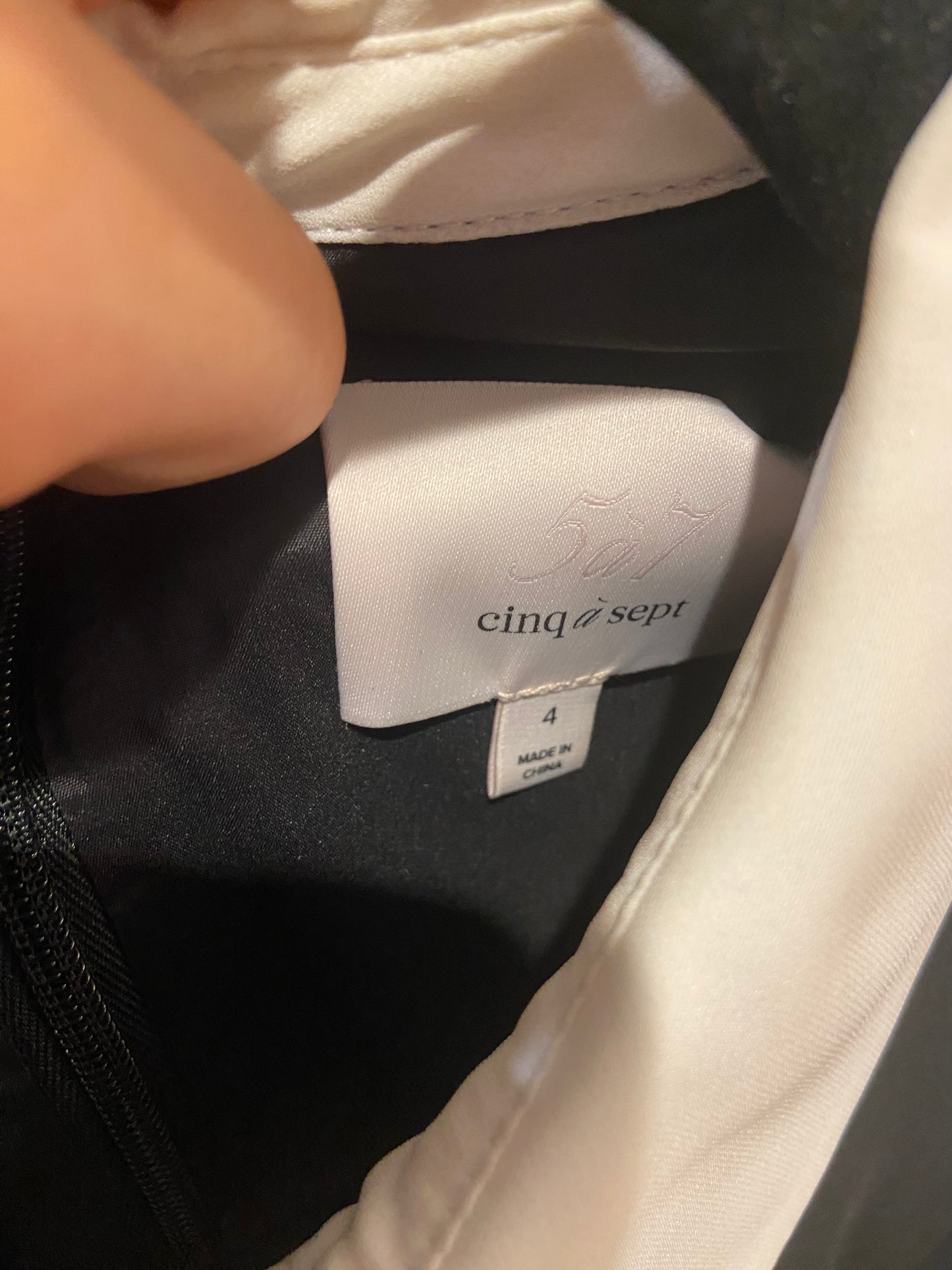 Cinq a Sept Savina Mini Dress in Black Ivory with Lace Trim size 4