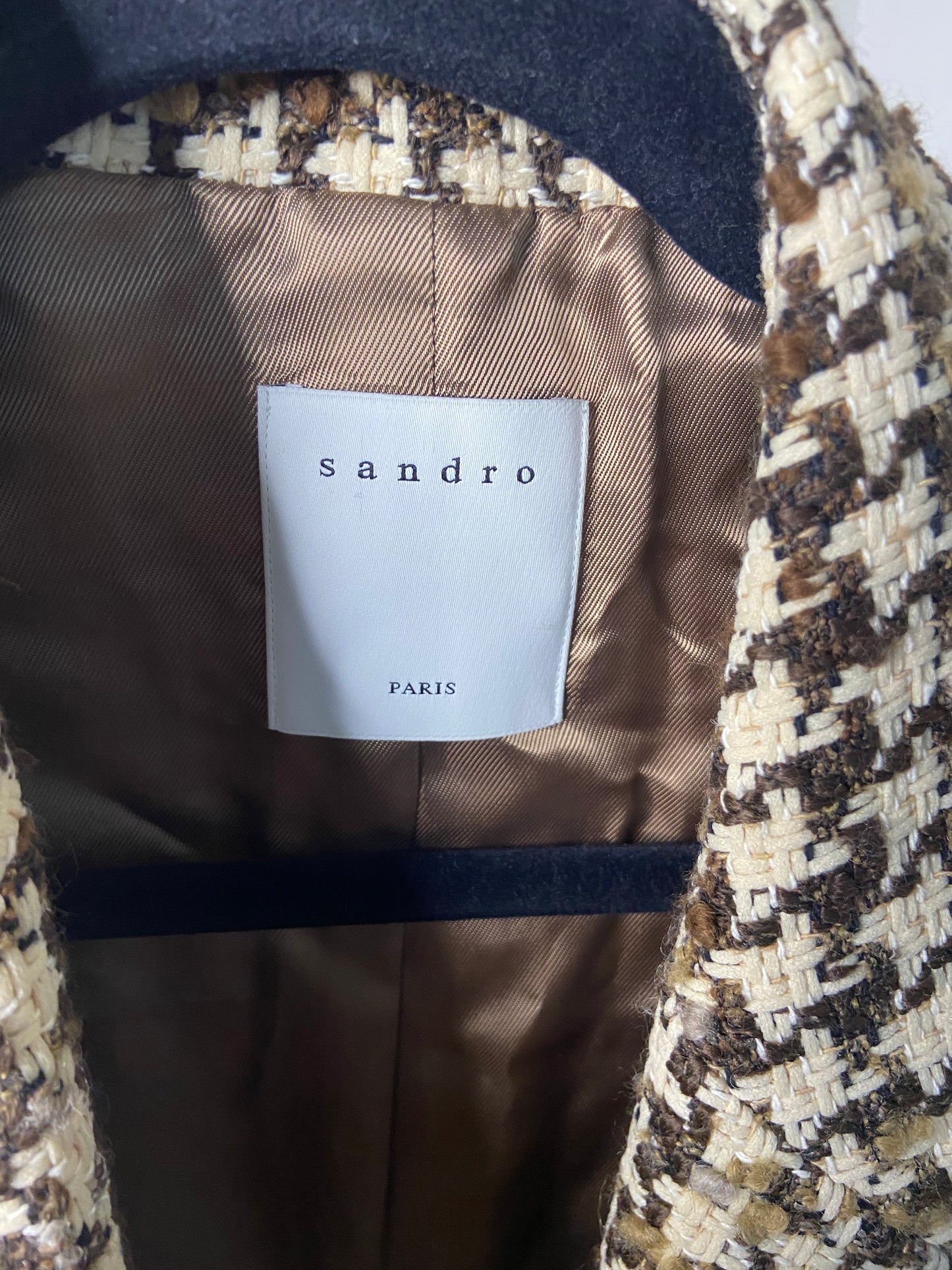 Sandro Brown Esther Houndstooth Jacket size 38 M