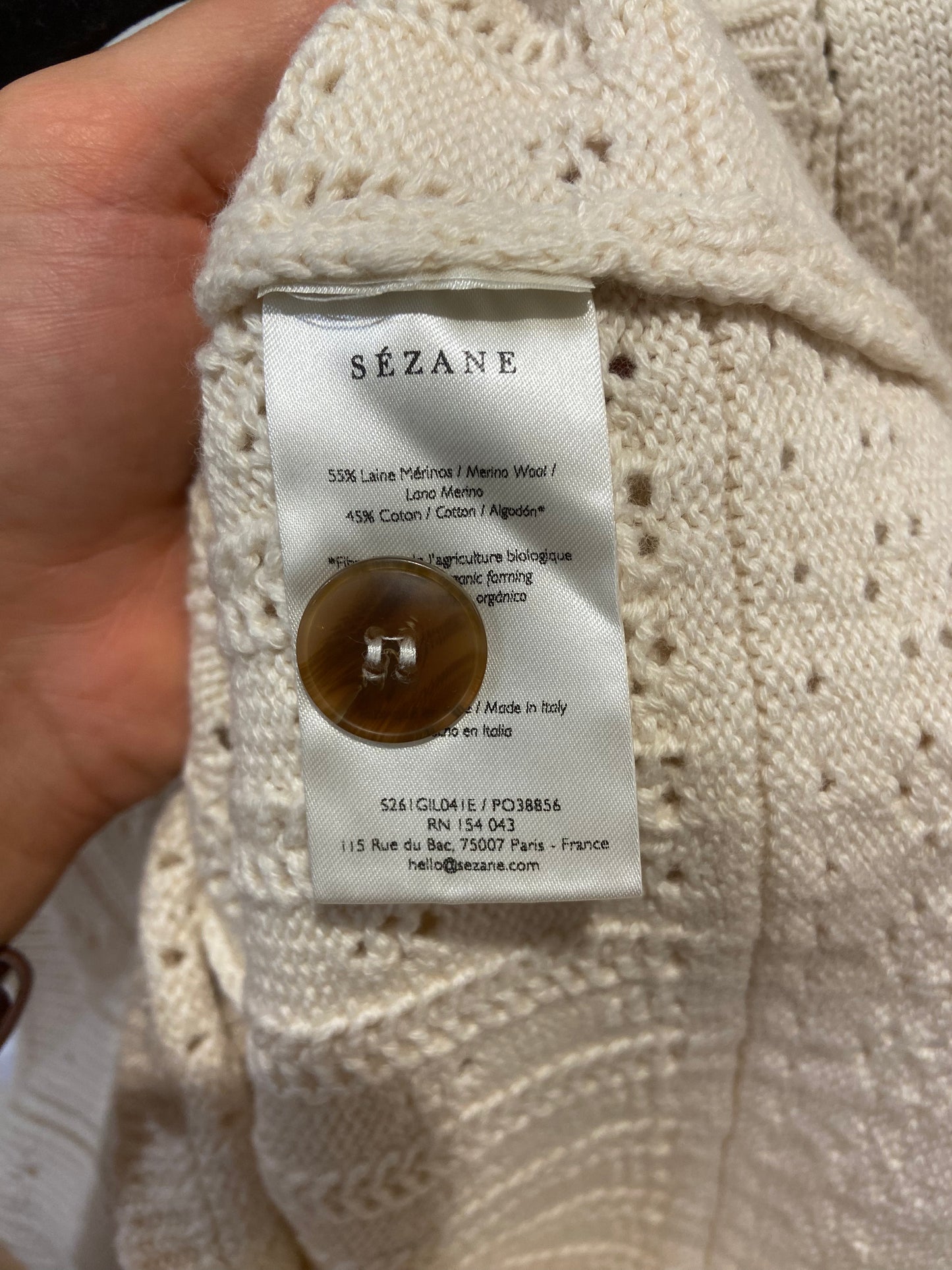 Sezane Romeo Cardigan in Beige size S