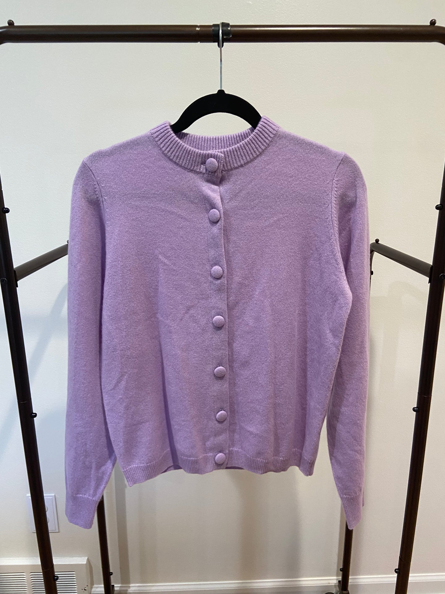 Tuckernuck Lavender Frost Cashmere Covered Button Quinn Cardigan size XS