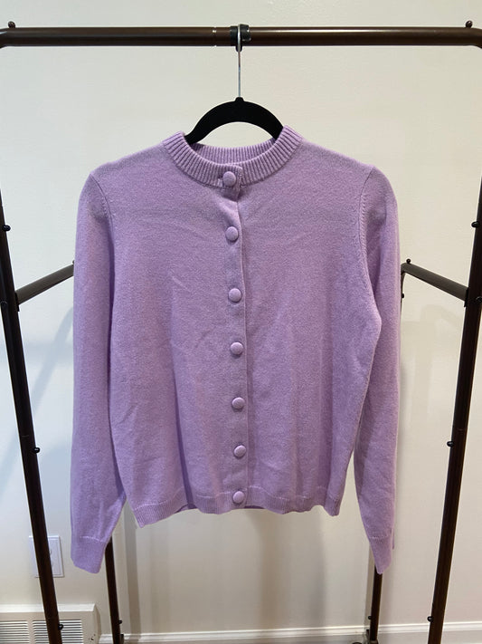 Tuckernuck Lavender Frost Cashmere Covered Button Quinn Cardigan size XS