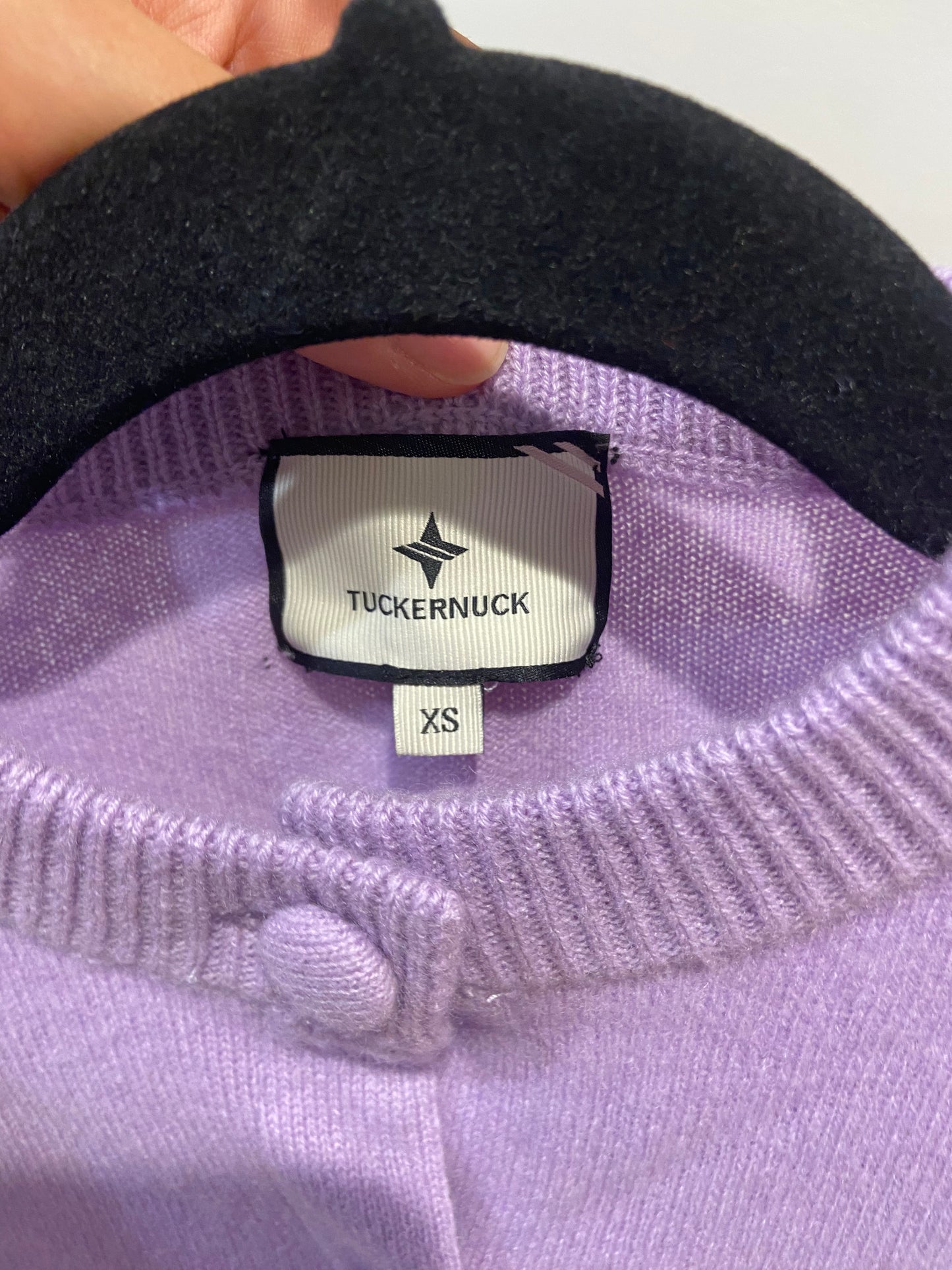 Tuckernuck Lavender Frost Cashmere Covered Button Quinn Cardigan size XS