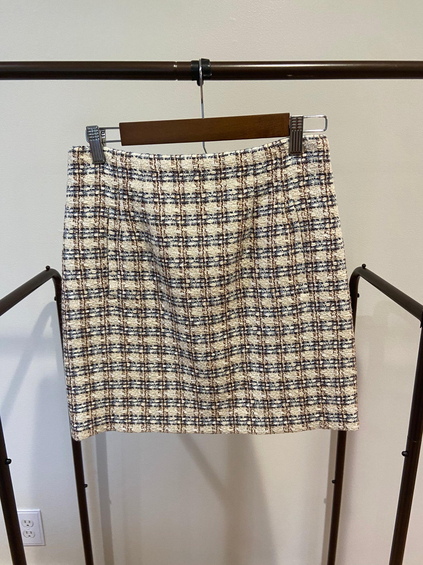 Veronica Beard Roman Checked Cotton-Blend Tweed Mini Skirt size 2