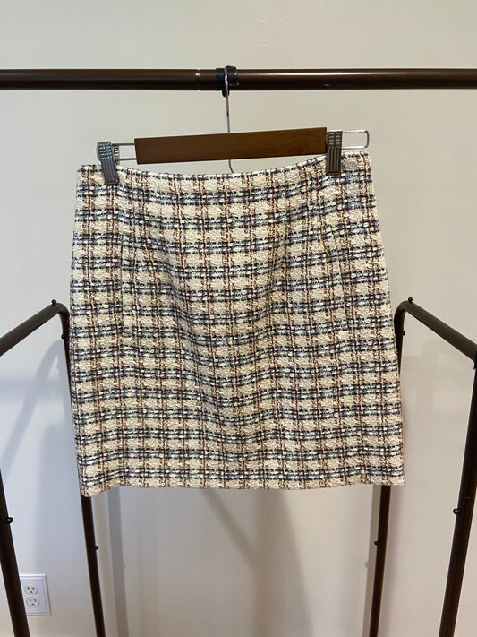 Veronica Beard Roman Checked Cotton-Blend Tweed Mini Skirt size 2