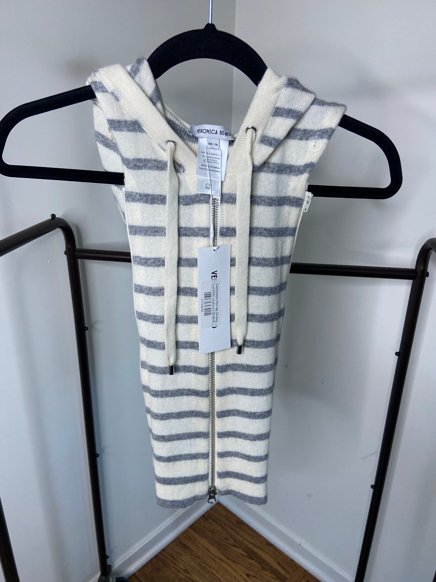 Veronica Beard Cashmere Striped Hooded Dickey size 00-14