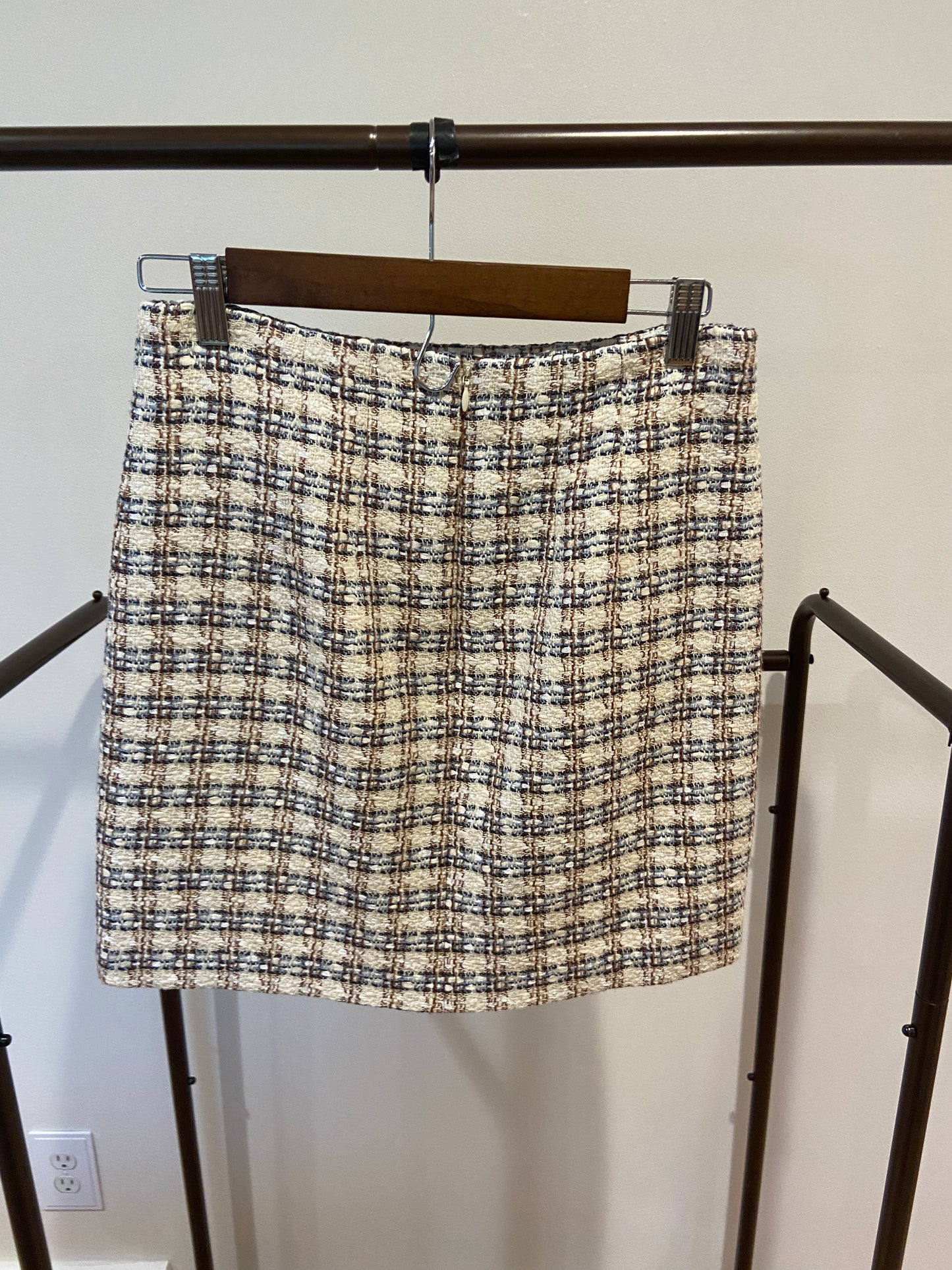 Veronica Beard Roman Checked Cotton-Blend Tweed Mini Skirt size 2