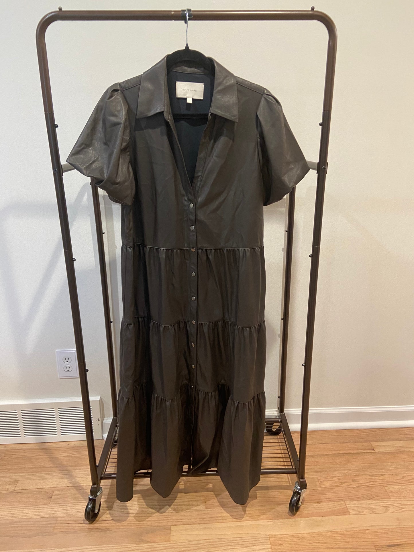 Brochu Walker The Havana Vegan Leather Dress in Timber Brown size L