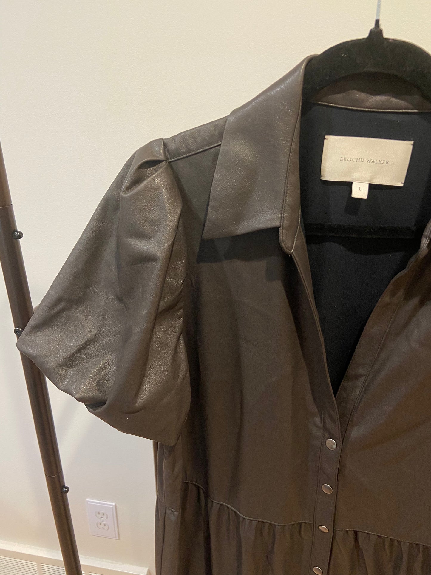 Brochu Walker The Havana Vegan Leather Dress in Timber Brown size L