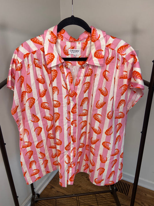 Crosby by Mollie Burch Scout Top in Shrimp Cocktail Print size XXL