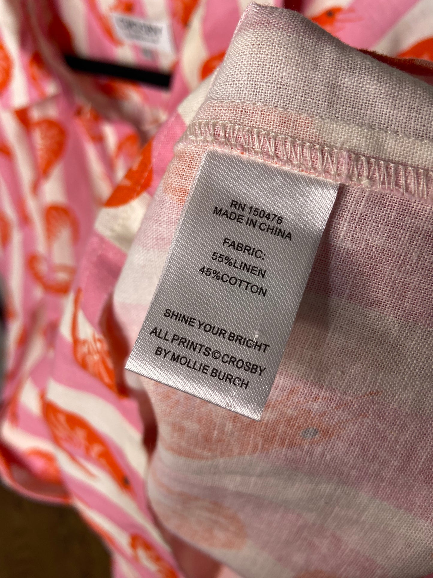 Crosby by Mollie Burch Scout Top in Shrimp Cocktail Print size XXL