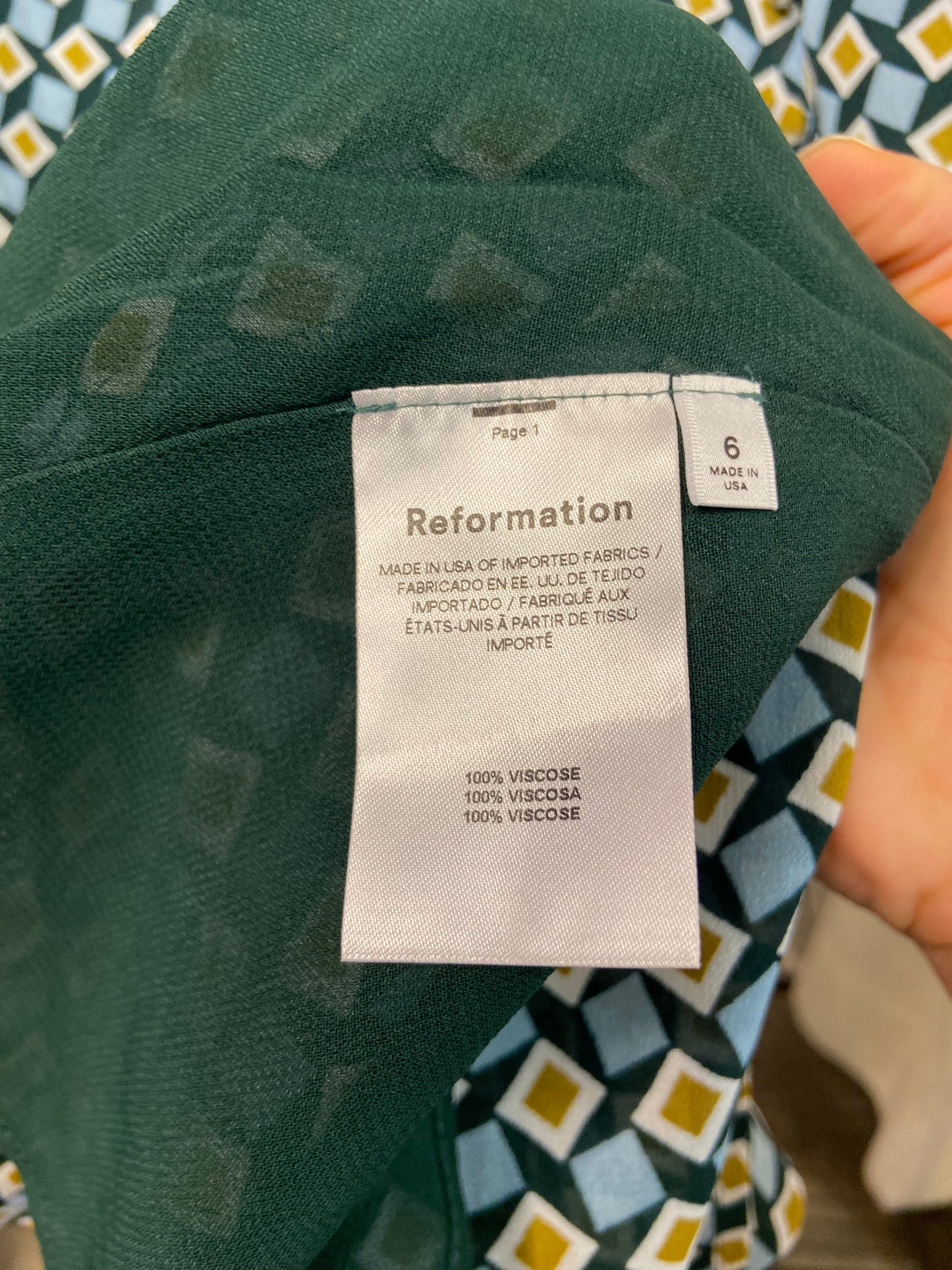 Reformation Stevi Zig Zag Dress size 6