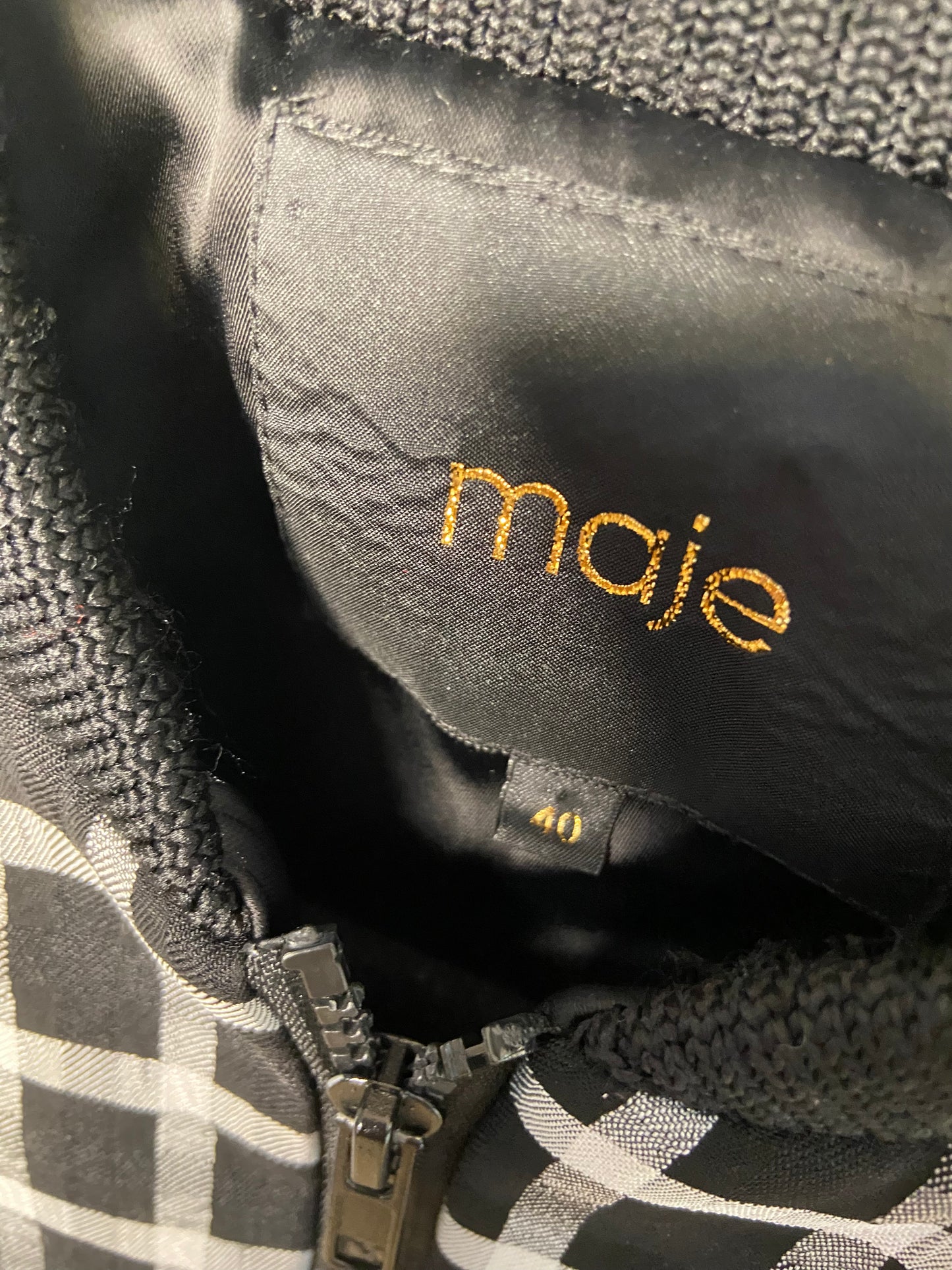 Maje Barc Checked Jacquard Bomber Jacket size US 8