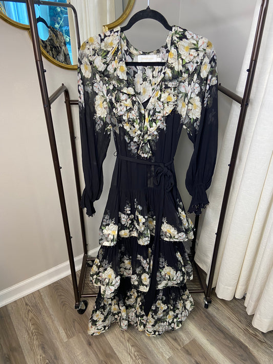 Zimmermann Coaster floral-print tiered midi dress size US 4