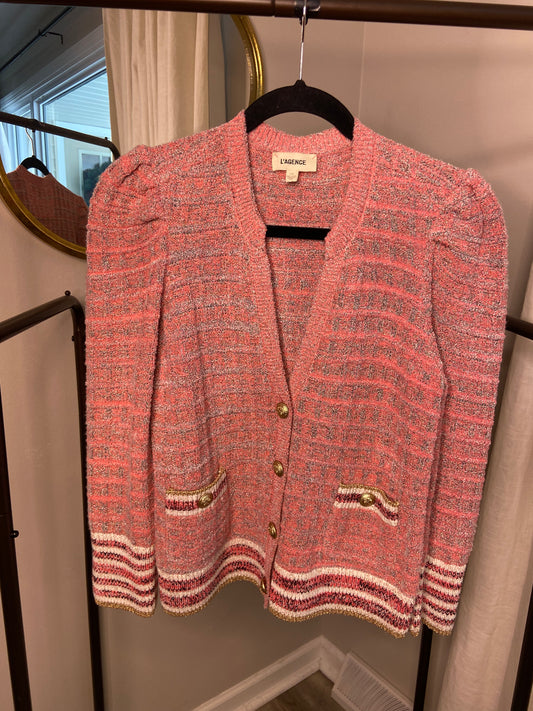 L'Agence Jenni Waffle-Knit Cardigan size L