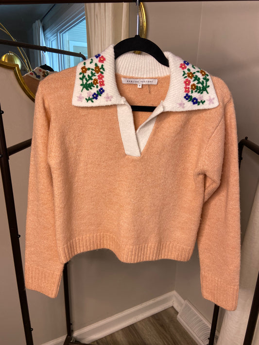 English Factory Floral Handmade Embroidery Sweater size S