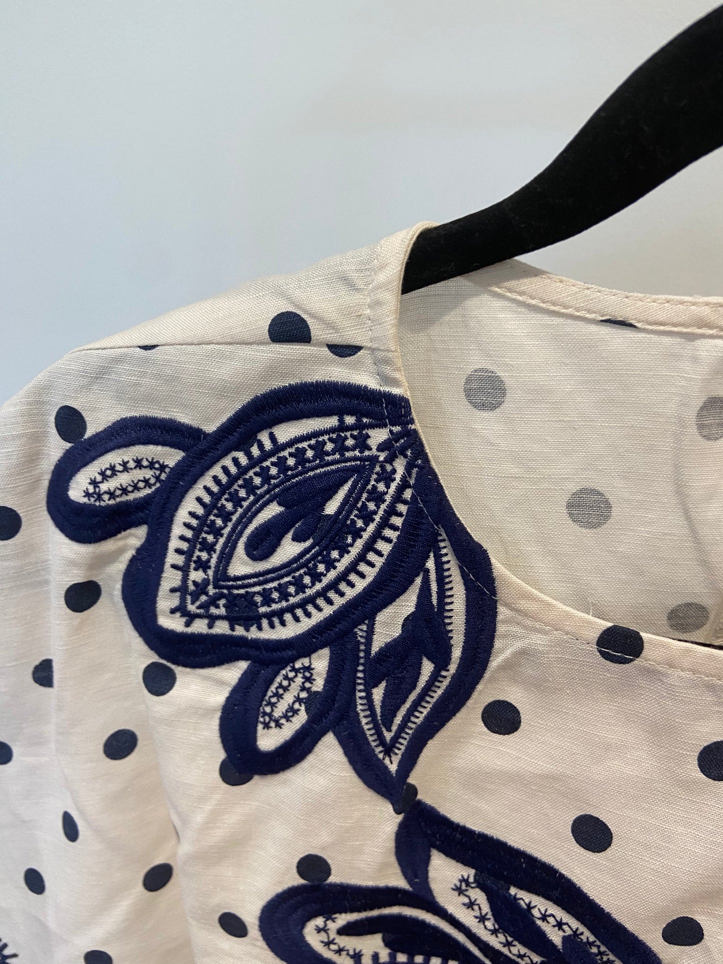 THML White Lotus Blouse with Blue Embroidery size M