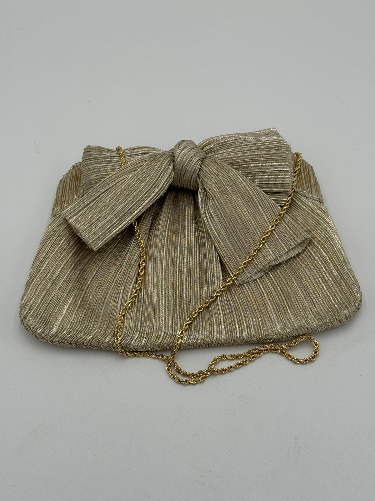 Loeffler Randall Rayne Champagne Bow Clutch Purse
