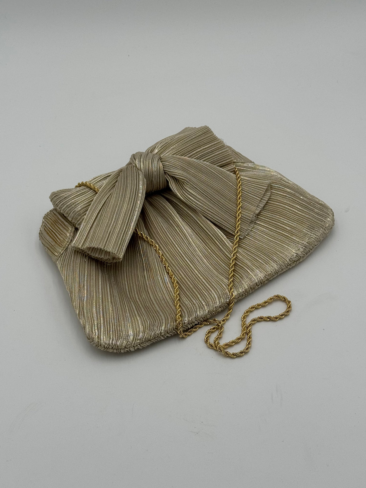 Loeffler Randall Rayne Champagne Bow Clutch Purse