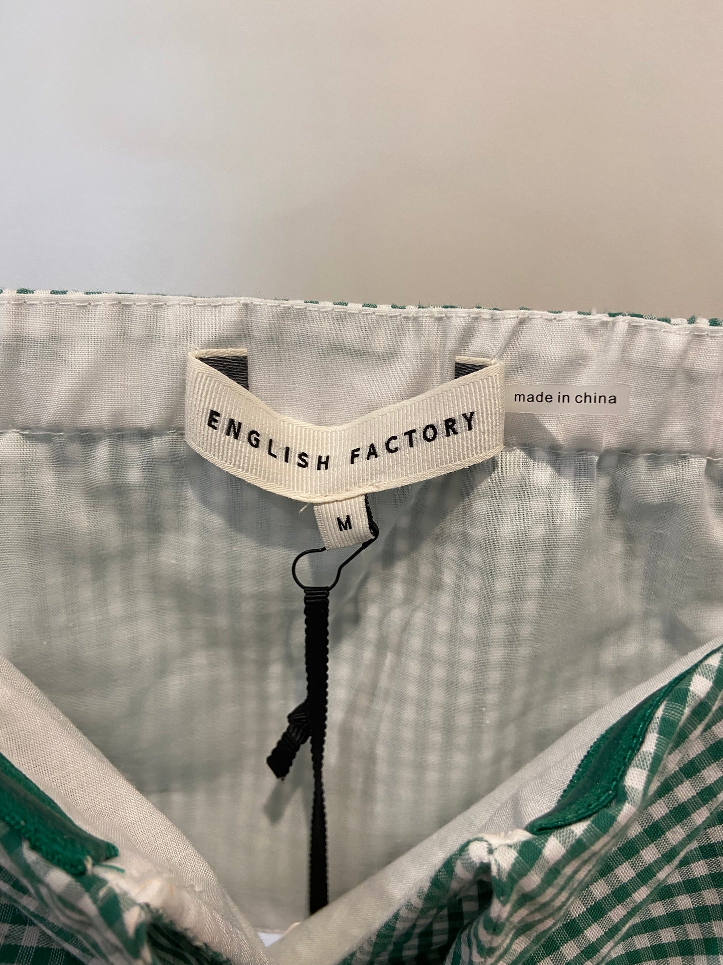 English Factory Gingham Twist Crop Top with Culotte Breeze Pants in Kelly Green size M