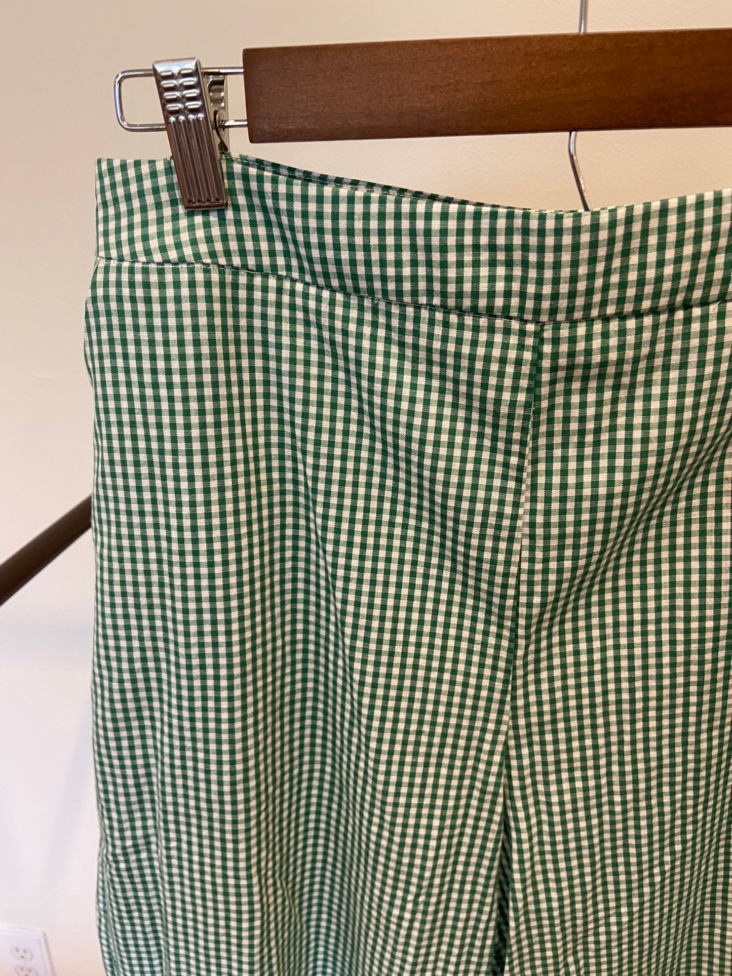 English Factory Gingham Twist Crop Top with Culotte Breeze Pants in Kelly Green size M