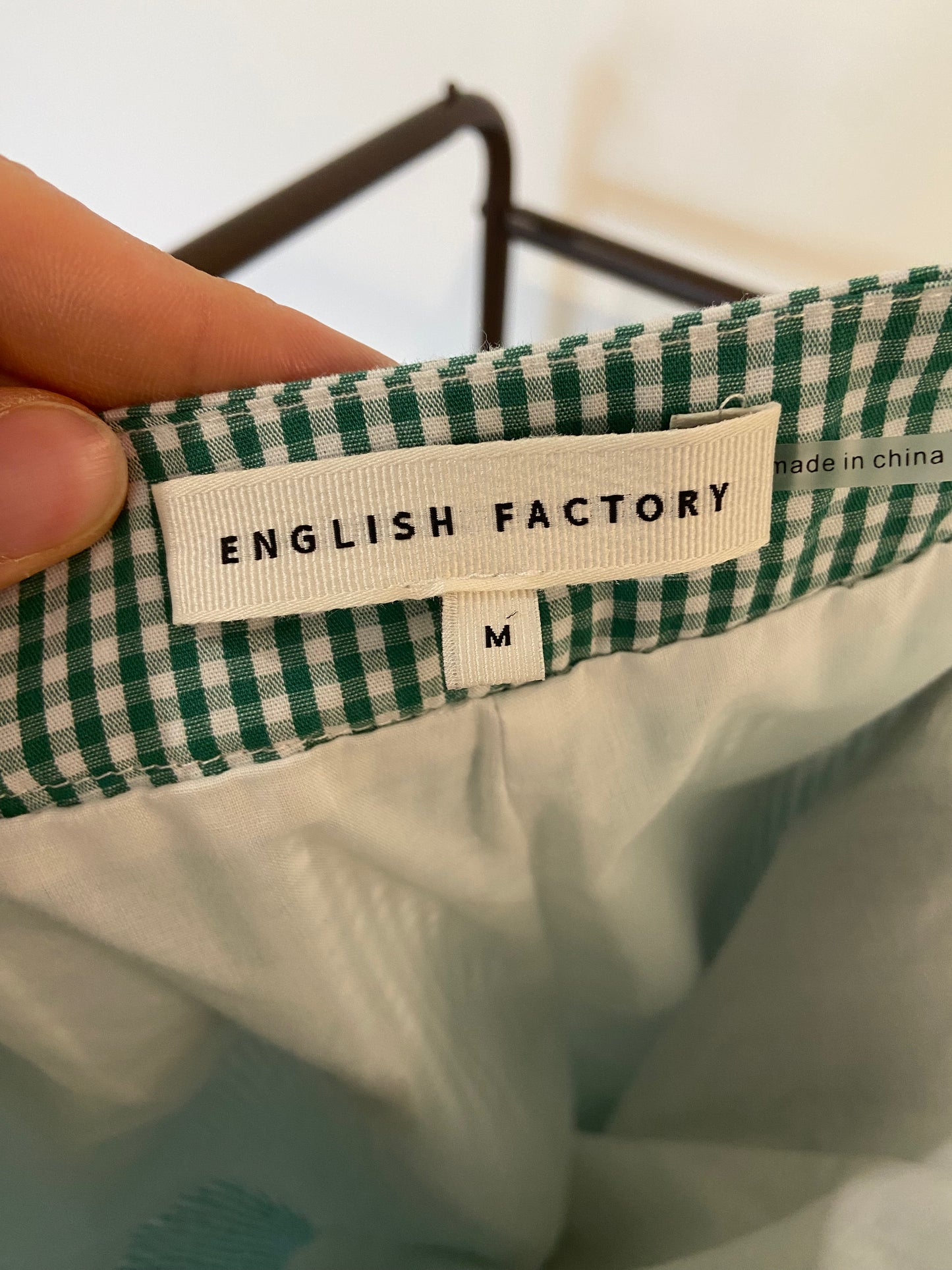 English Factory Gingham Twist Crop Top with Culotte Breeze Pants in Kelly Green size M