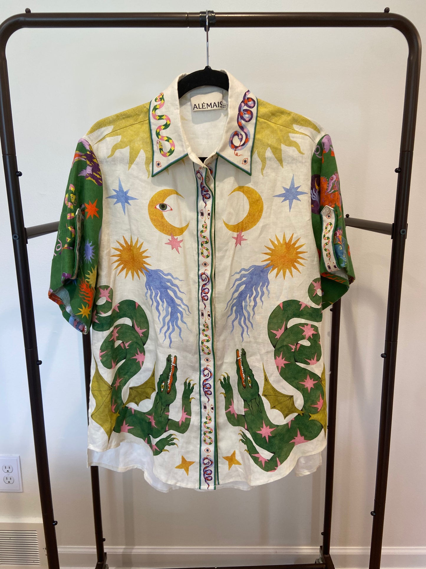 Alemais Seeker Printed Linen Shirt with Matching Seeker Linen Pants size 6 US 2