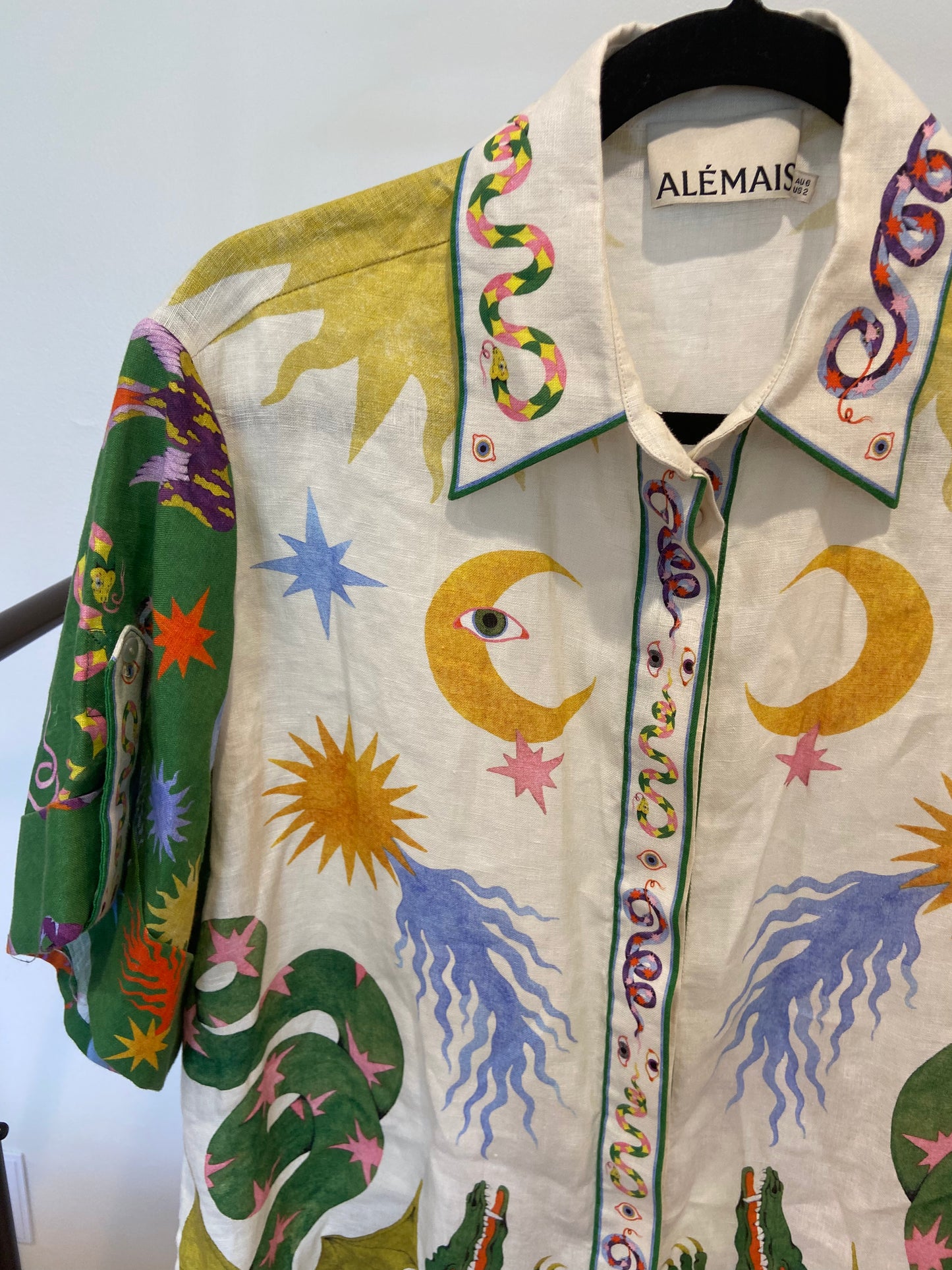 Alemais Seeker Printed Linen Shirt with Matching Seeker Linen Pants size 6 US 2