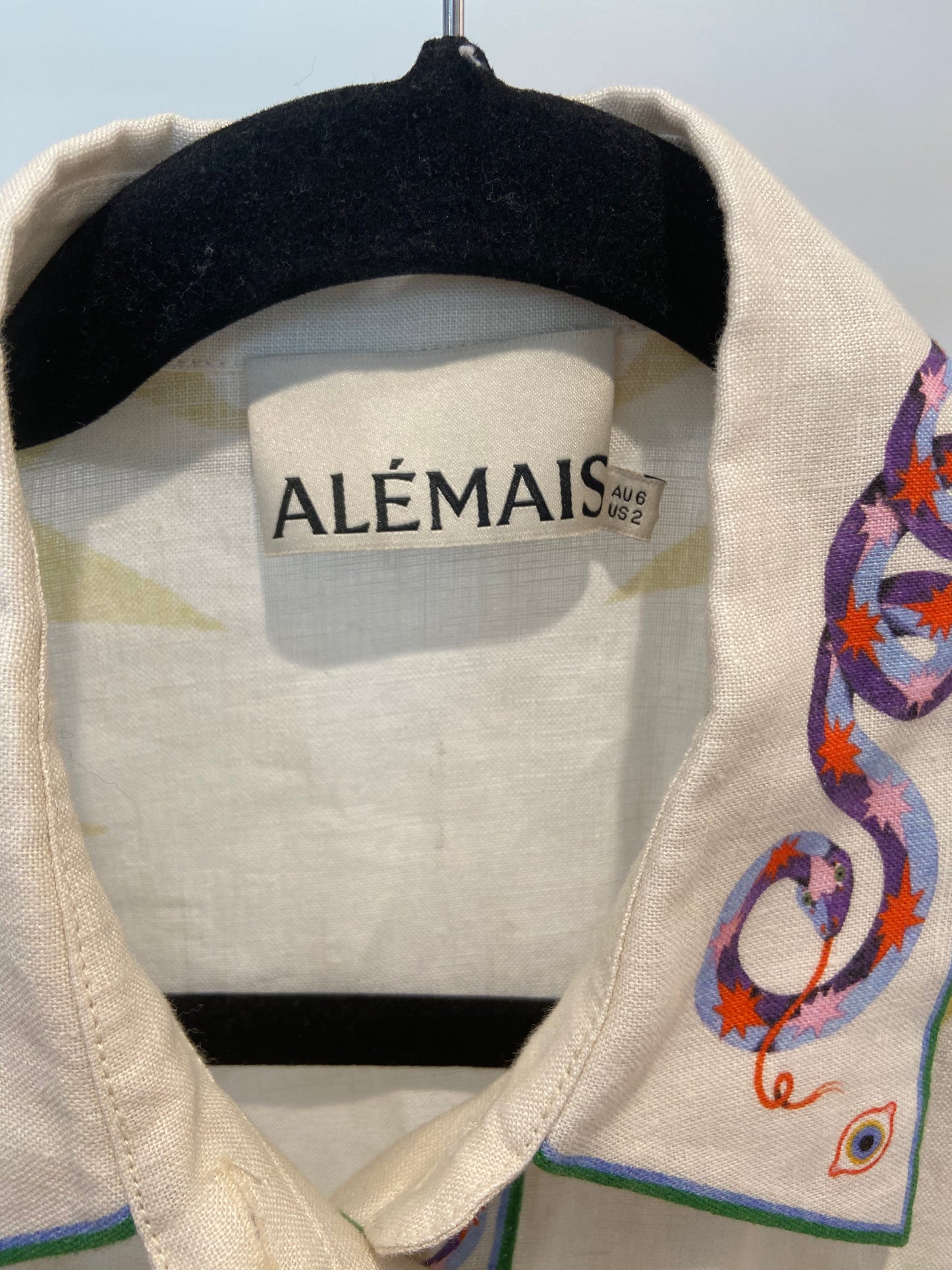 Alemais Seeker Printed Linen Shirt with Matching Seeker Linen Pants size 6 US 2