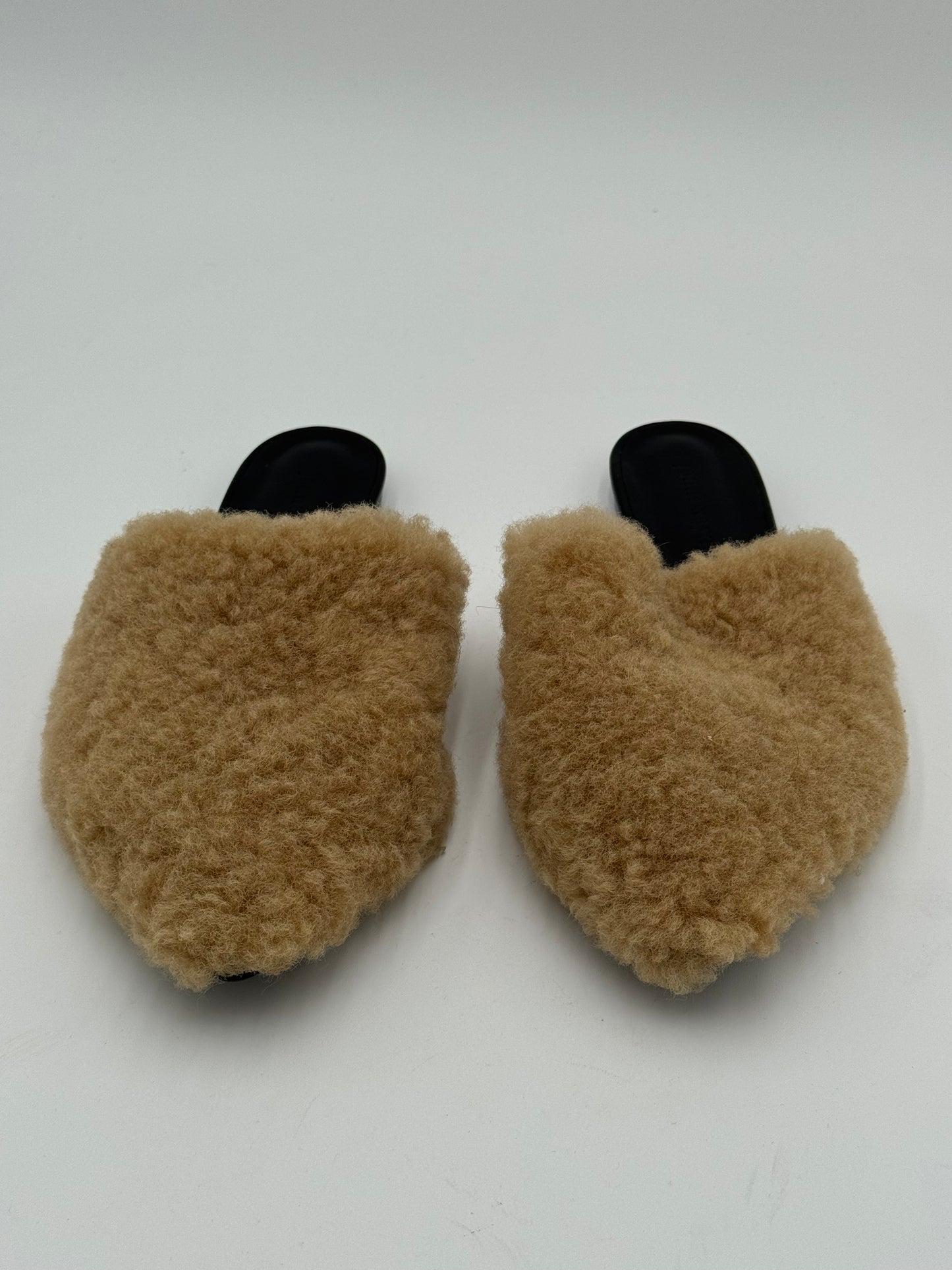 Jenni Kayne Shearling Mules Shoes Natural Tan Size 39 US 9