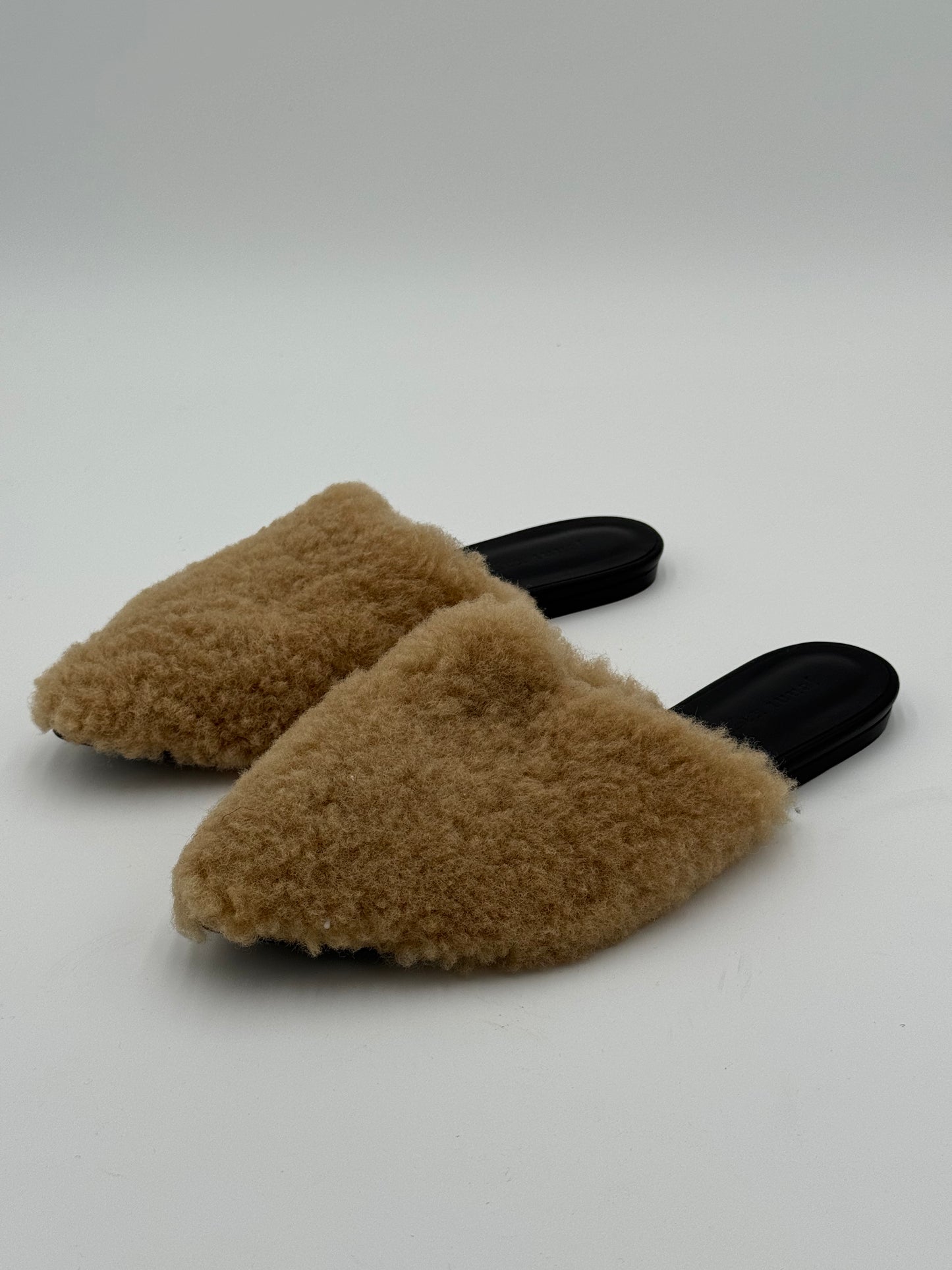 Jenni Kayne Shearling Mules Shoes Natural Tan Size 39 US 9