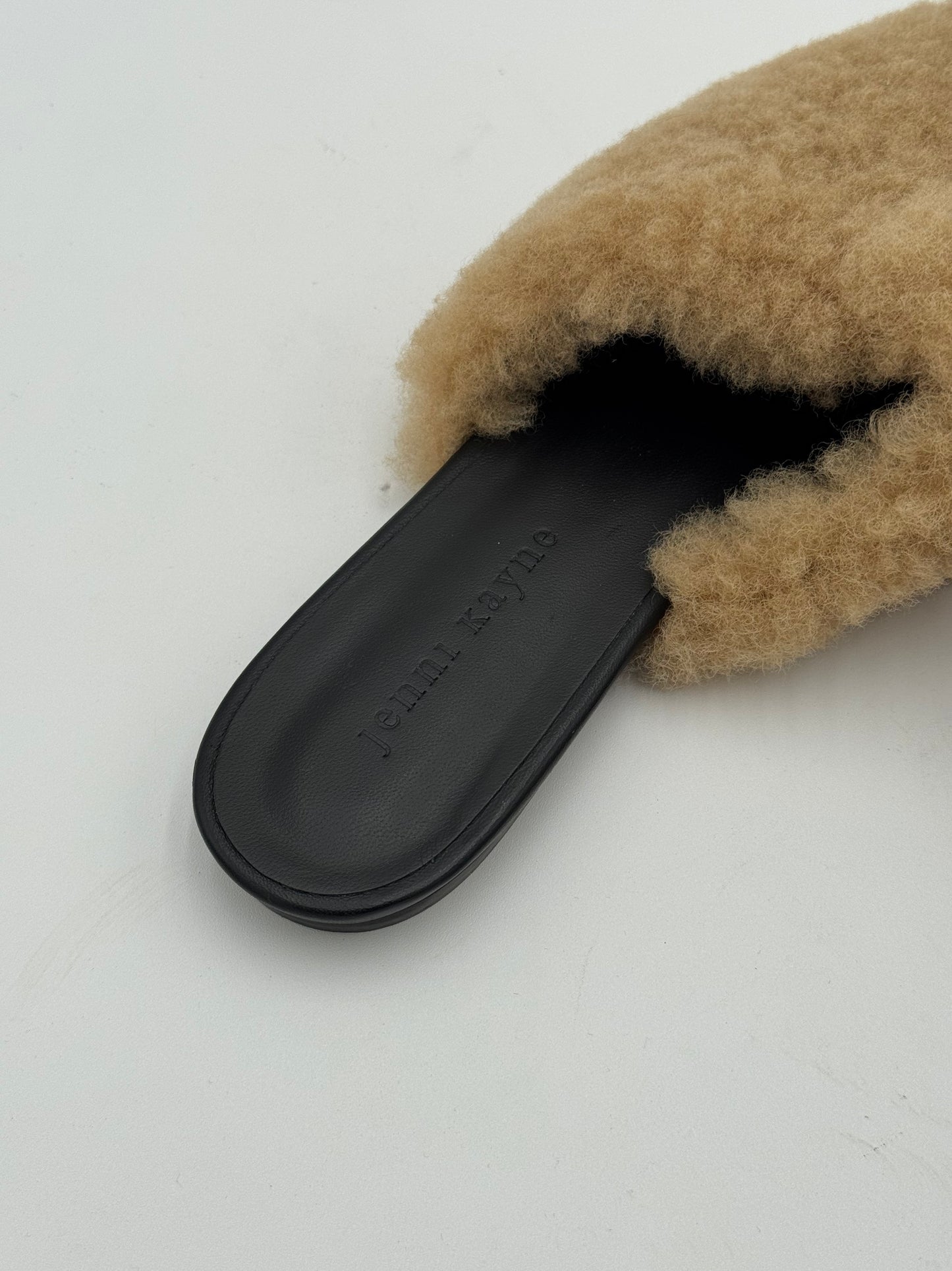 Jenni Kayne Shearling Mules Shoes Natural Tan Size 39 US 9