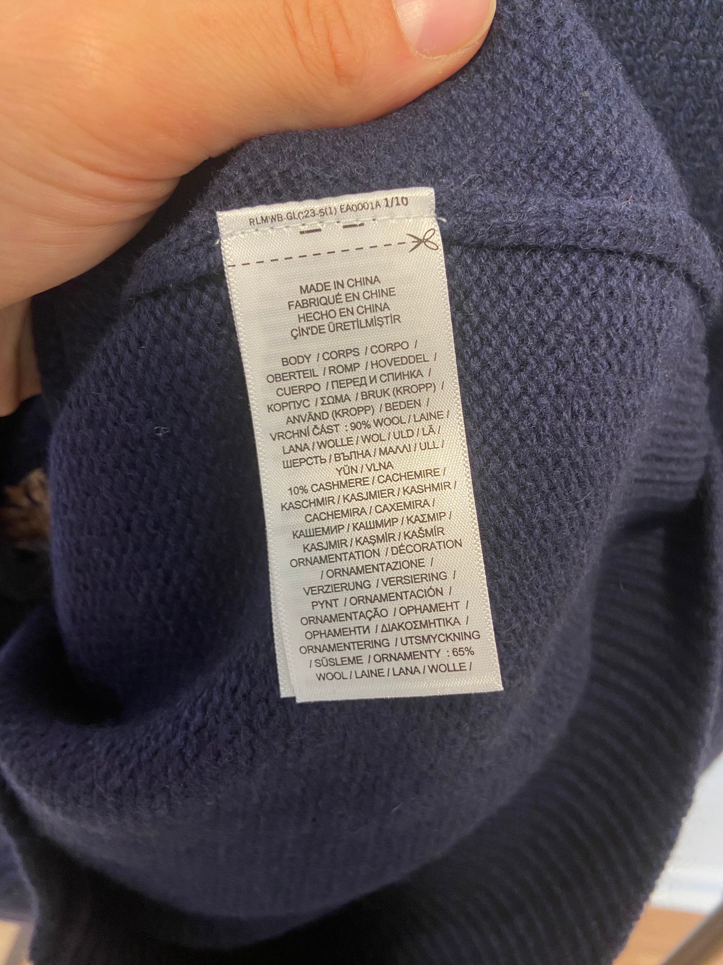 Polo Ralph Lauren Navy Cashmere Bear Sweater size S