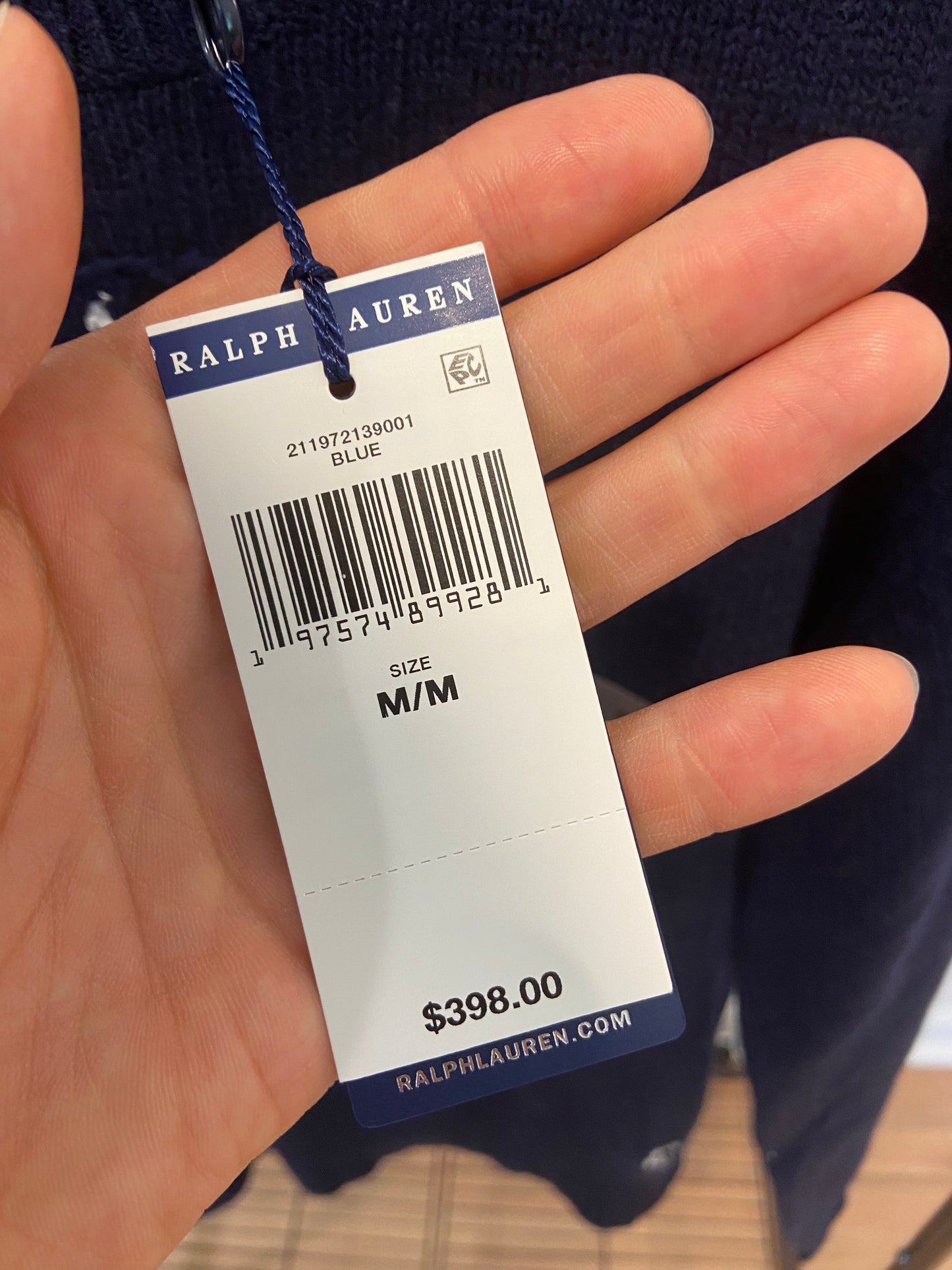 Polo Ralph Lauren Navy Cashmere Bear Sweater size M