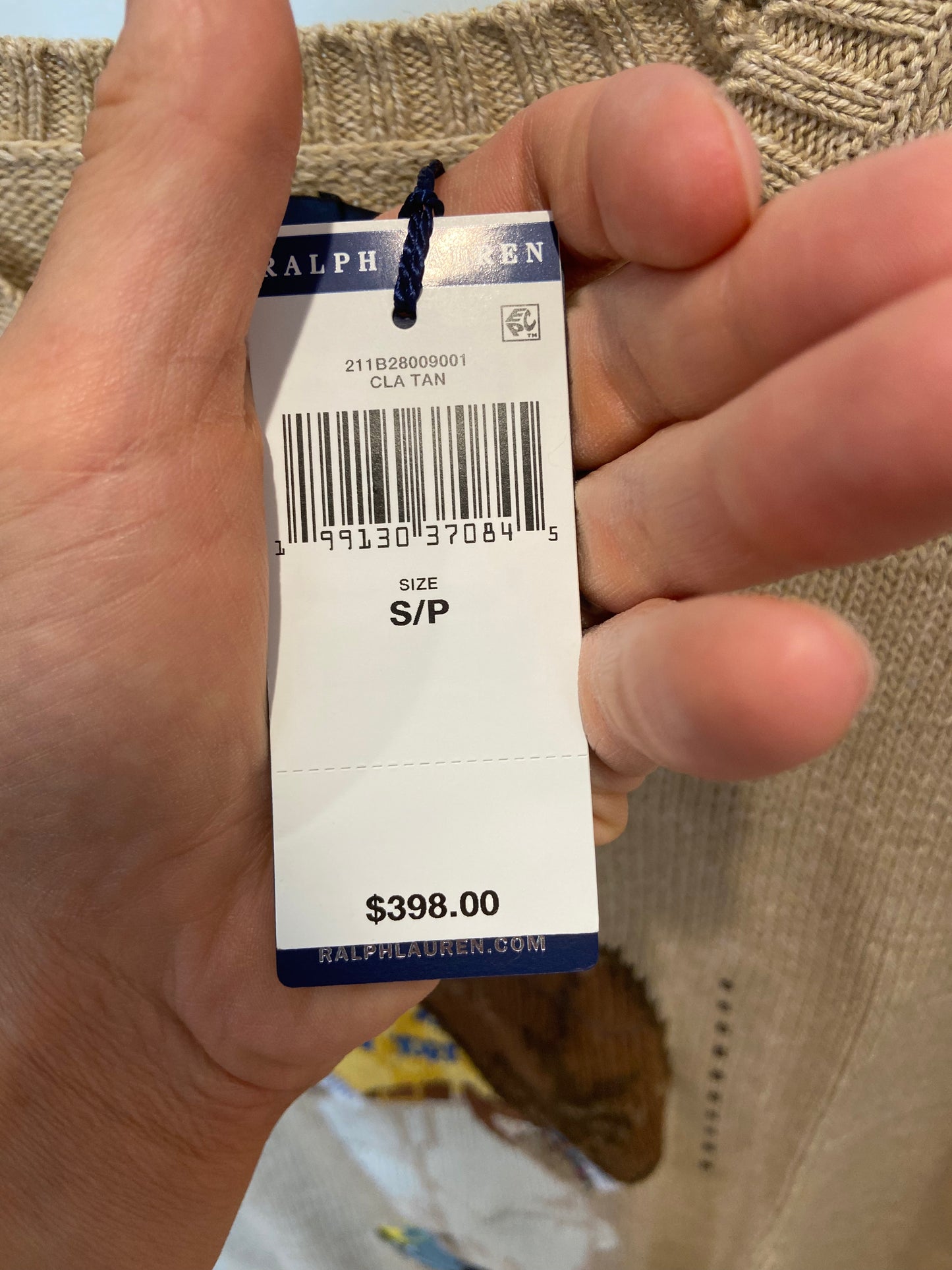 Polo Ralph Lauren Tan Bear Sweater size S