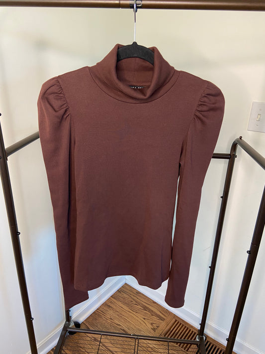 Veronica Beard Oxblood Cedar Puff Sleeve Turtleneck Top size XS