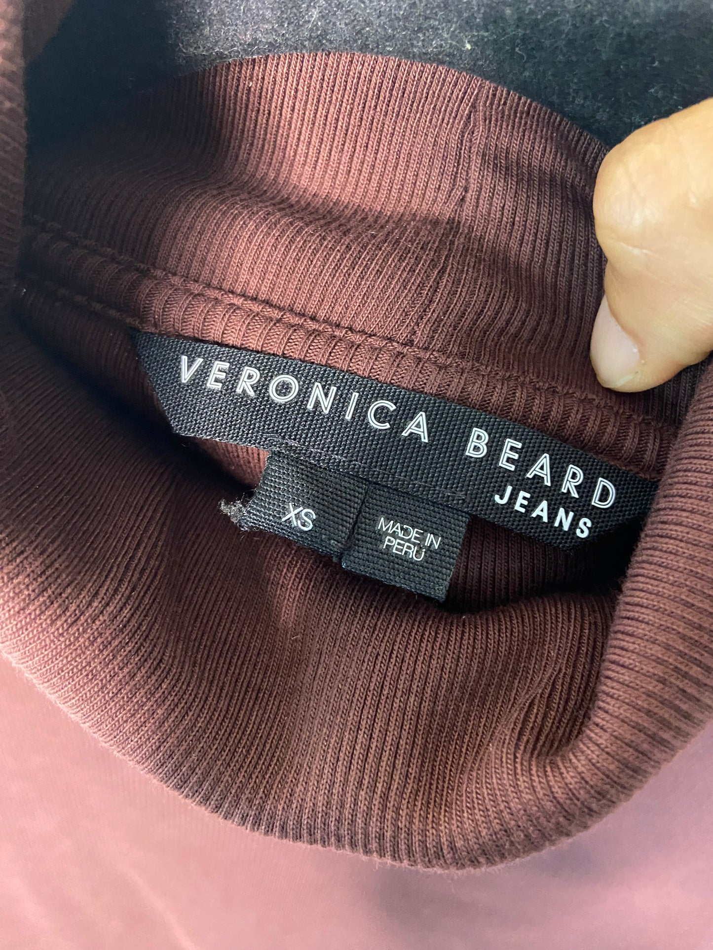 Veronica Beard Oxblood Cedar Puff Sleeve Turtleneck Top size XS