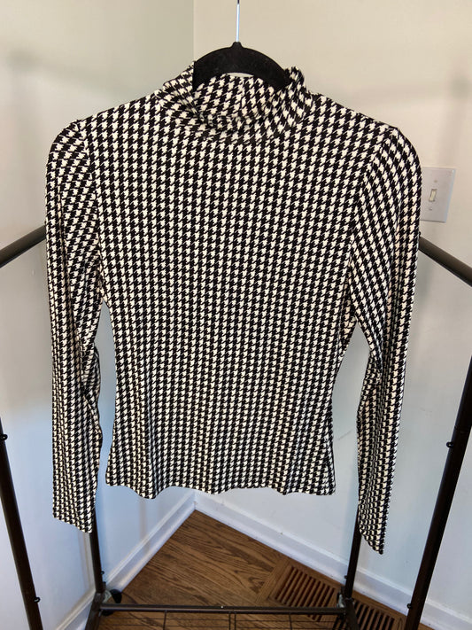 Veronica Beard Nate Houndstooth Jersey Turtleneck Top size XS