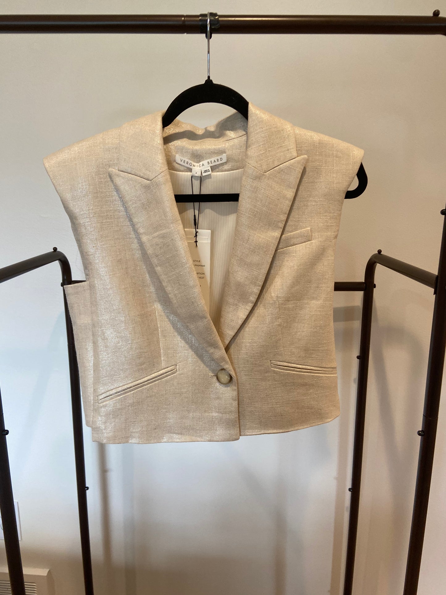 Veronica Beard Baxley Vest in Silver size 4