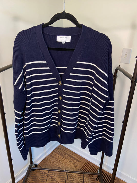 La Ligne Striped Sailor Cardigan size XL
