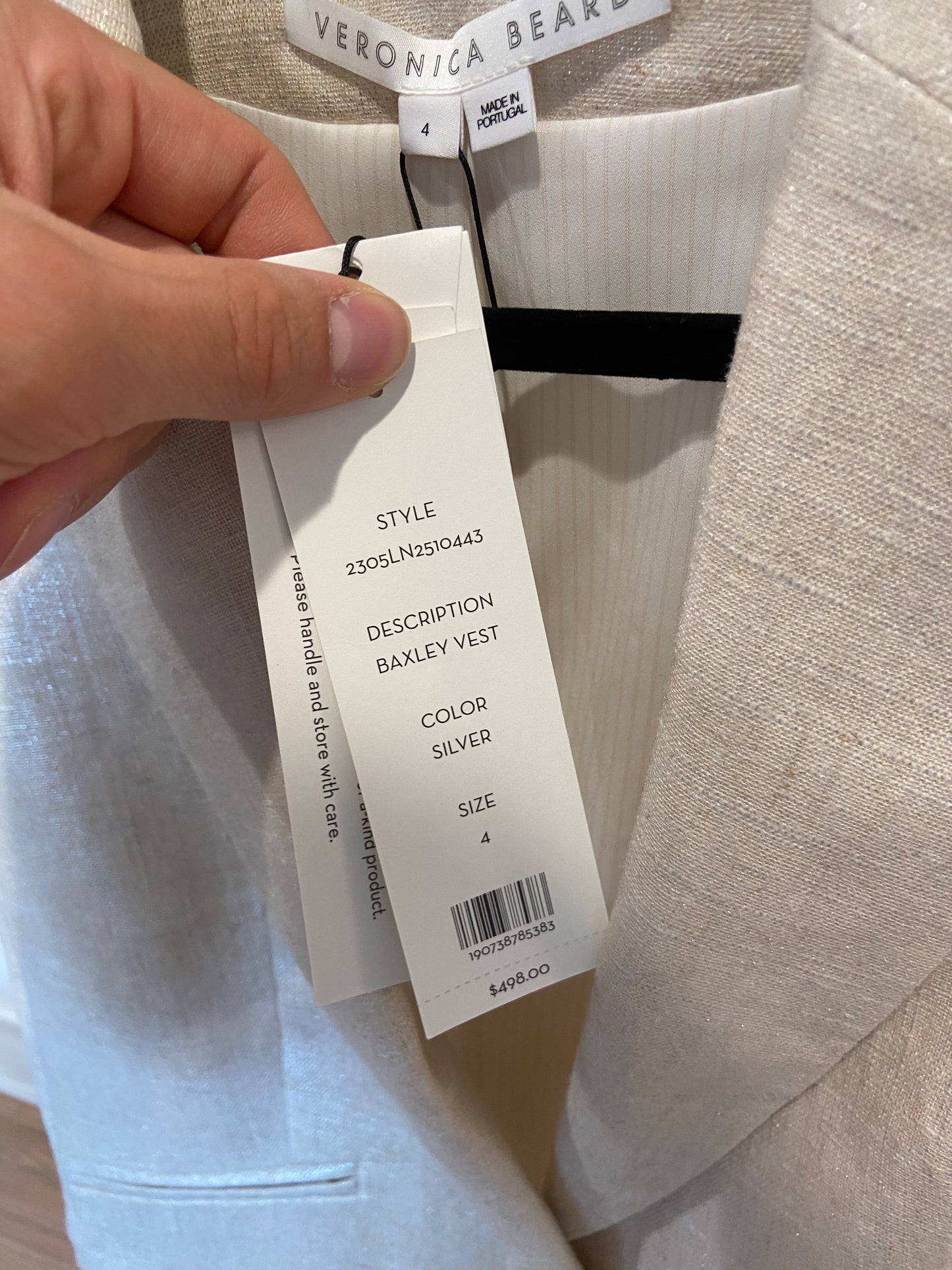 Veronica Beard Baxley Vest in Silver size 4