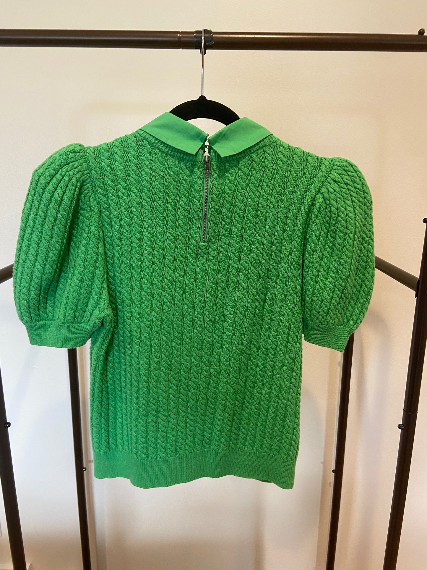 Alice and Olivia Chase Cable Knit Puff Sleeve Sweater size XL
