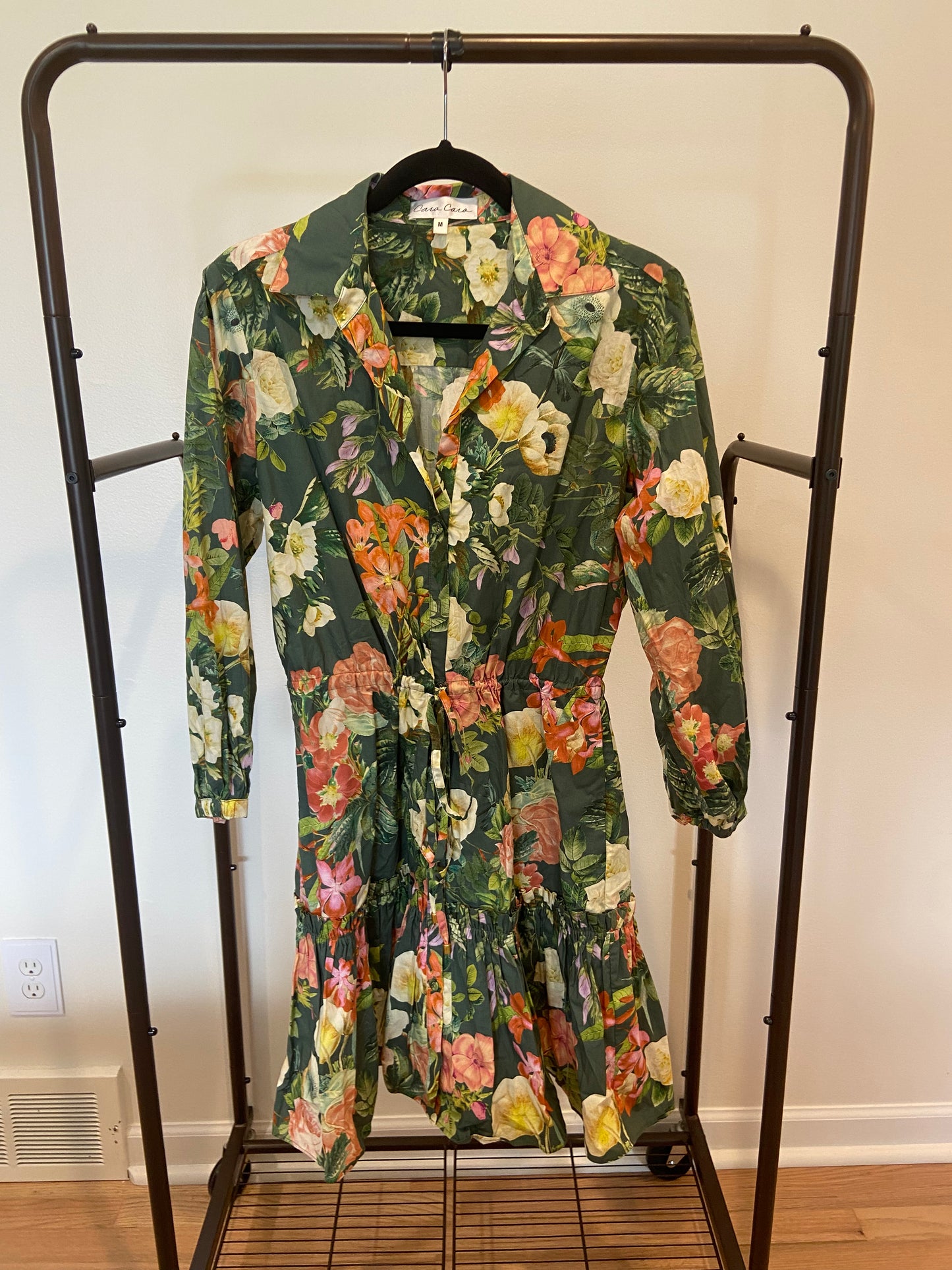 Cara Cara Robin Floral Mini Dress in Green size M
