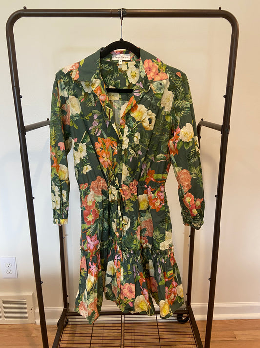Cara Cara Robin Floral Mini Dress in Green size M