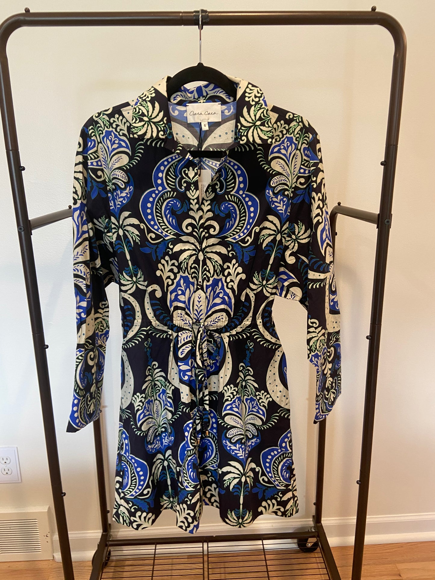 Cara Cara Henry Mini Dress in Palm Pavillion Cobalt size S