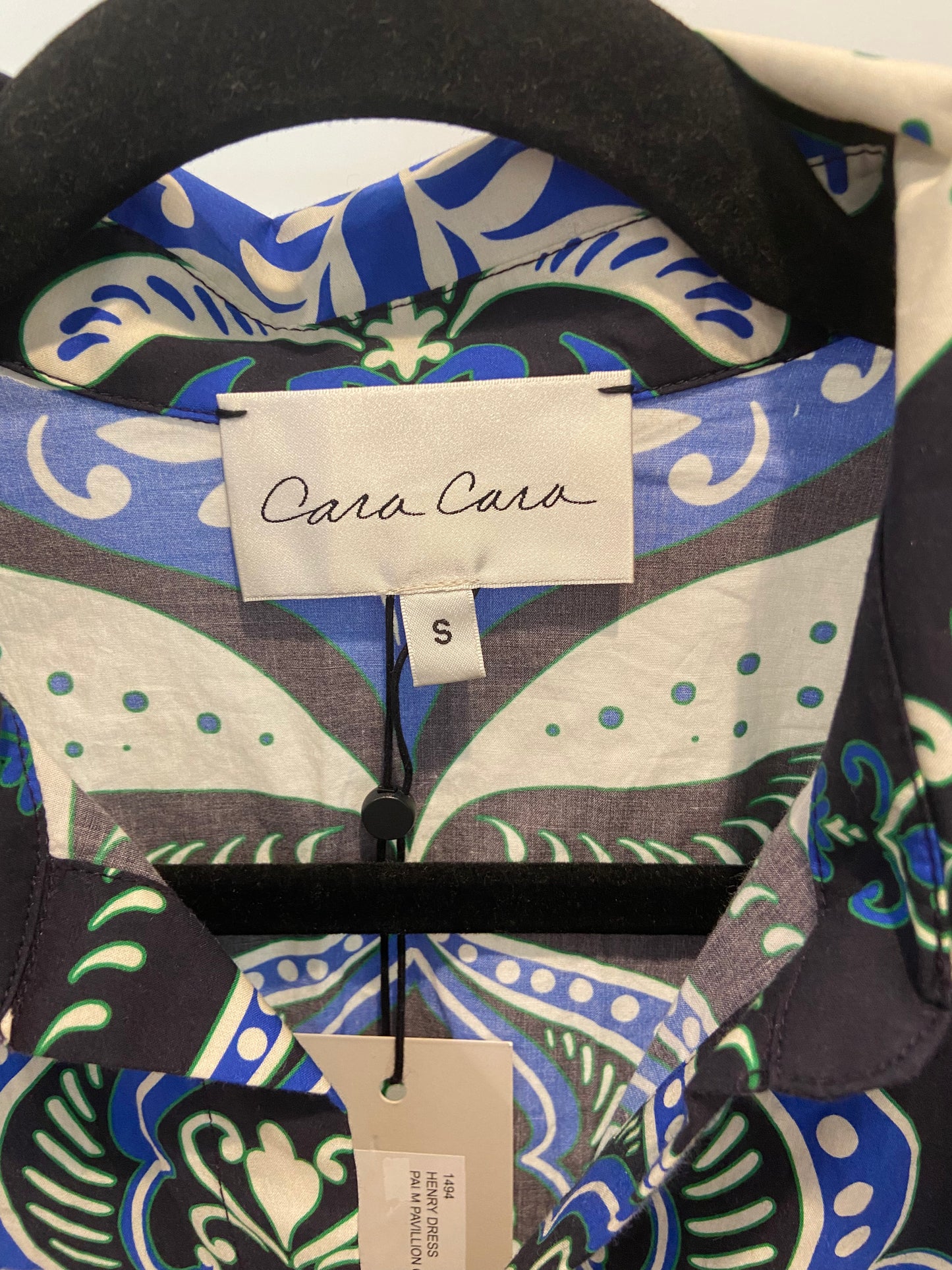 Cara Cara Henry Mini Dress in Palm Pavillion Cobalt size S